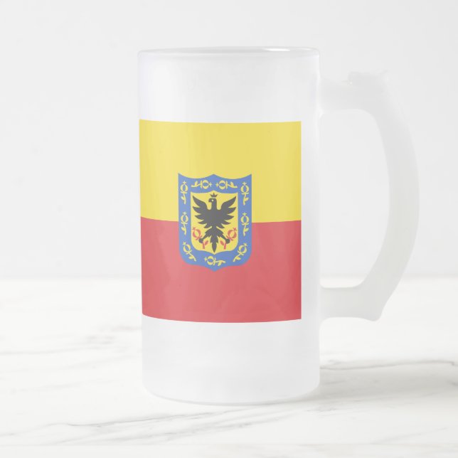Flag of Bogota, Colombia Frosted Glass Beer Mug (Right)