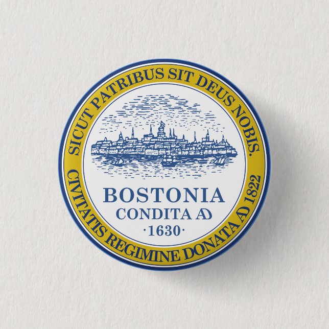 Flag of Boston, Massachusetts 3 Cm Round Badge (Front)