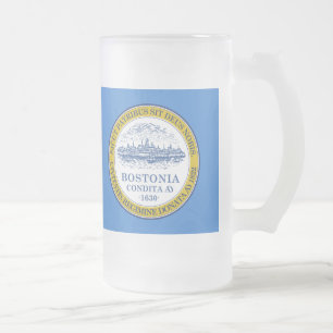 Flag of Boston, Massachusetts Frosted Glass Beer M Mug