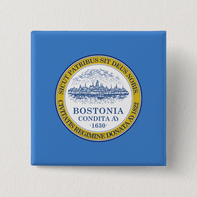 Flag of Boston, Massachusetts Pinback Button (Front)