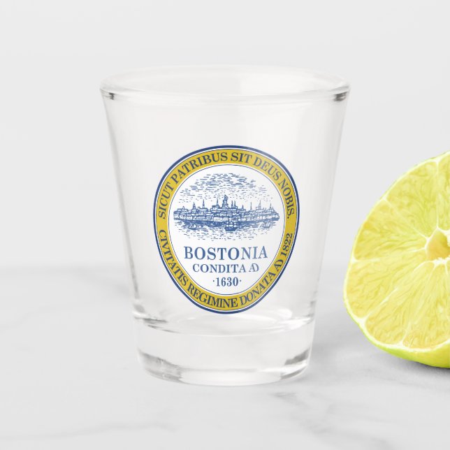 Flag of Boston, Massachusetts Shot Glass (Front)