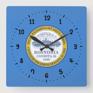 Flag of Boston, Massachusetts Square Wall Clock