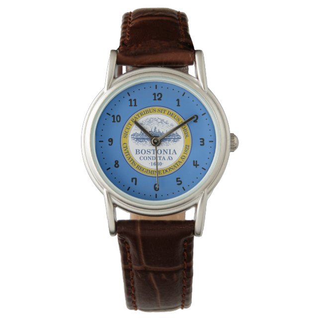 Flag of Boston, Massachusetts Wrist Watch (Front)