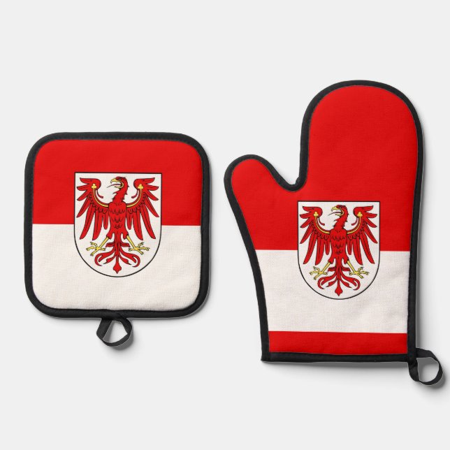 Flag of Brandenburg Rectangular Sticker Oven Mitt & Pot Holder Set (Front)