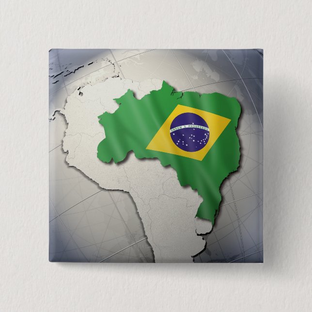 Flag of Brazil 15 Cm Square Badge (Front)