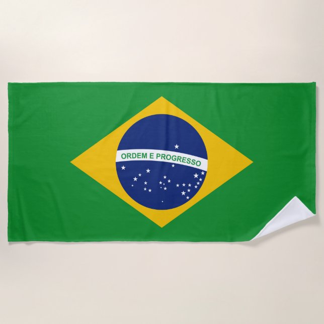 Flag of Brazil Bandeira do Brasil Beach Towel (Front)