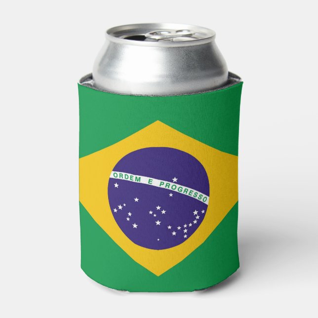 Flag of Brazil Bandeira do Brasil Can Cooler (Can Front)