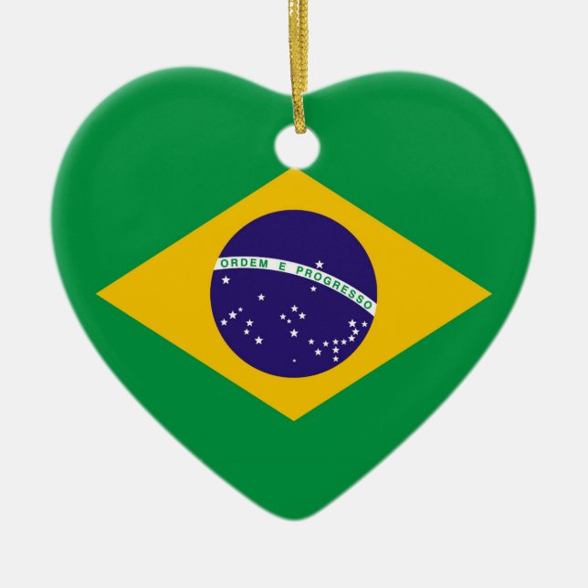 Flag of Brazil Bandeira do Brasil Ceramic Tree Decoration (Front)