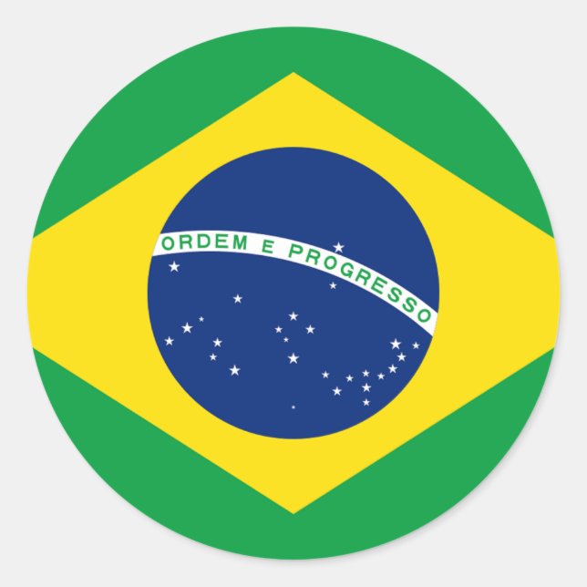 Flag of Brazil - Bandeira do Brasil Classic Round Sticker (Front)