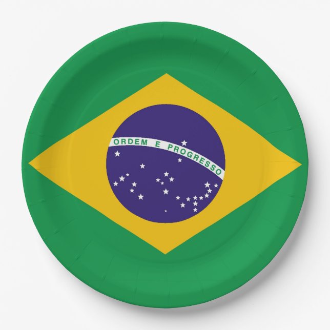 Flag of Brazil Bandeira do Brasil Paper Plate (Front)