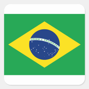 Flag of Brazil - Bandeira do Brasil Square Sticker