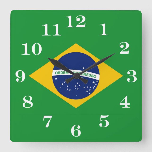 Flag of Brazil Bandeira do Brasil Square Wall Clock (Front)