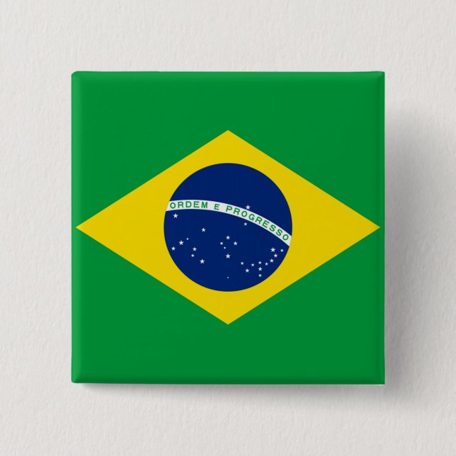 Flag of Brazil, Brazilian 15 Cm Square Badge (Front)