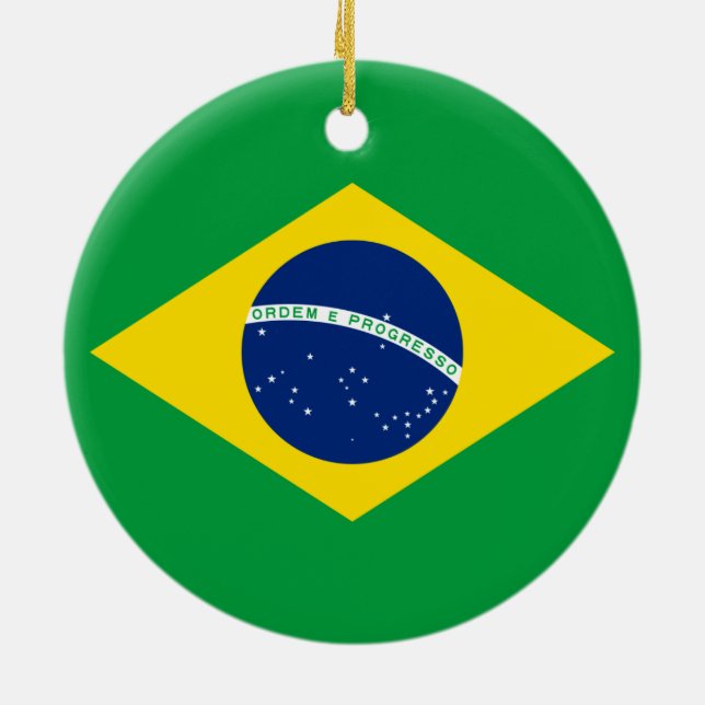 Flag of Brazil Ceramic Tree Decoration (Back)