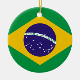 Flag of Brazil Ceramic Tree Decoration