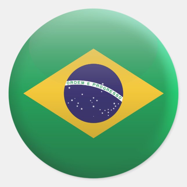 Flag of Brazil Classic Round Sticker (Front)