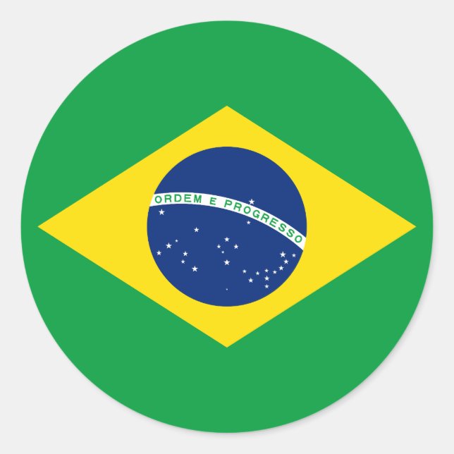 Flag of Brazil Classic Round Sticker (Front)