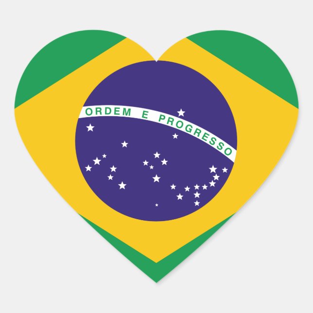 Flag of Brazil Heart Sticker (Front)