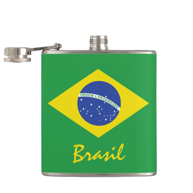 Flag of Brazil Hip Flask (Opened)