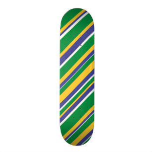 Flag of Brazil Inspired Colored Stripes Pattern Skateboard