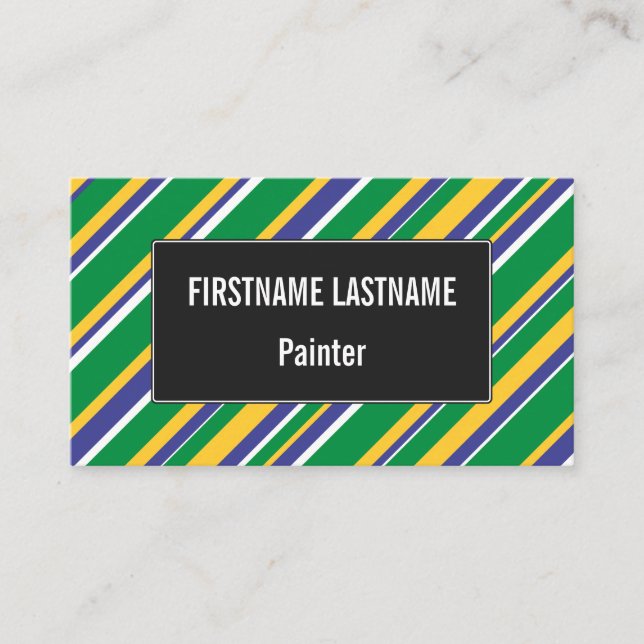 Flag of Brazil Inspired Coloured Stripes Pattern Business Card (Front)
