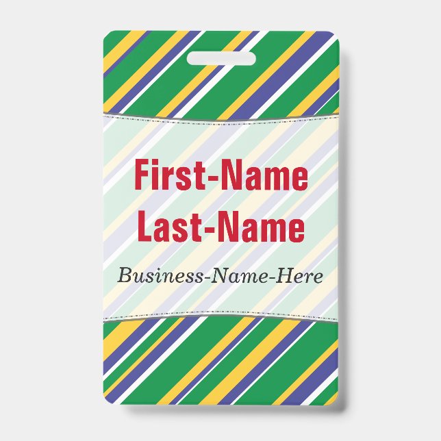 Flag of Brazil Inspired Coloured Stripes Pattern ID Badge (Front)
