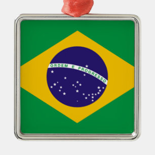 Flag of Brazil Metal Tree Decoration