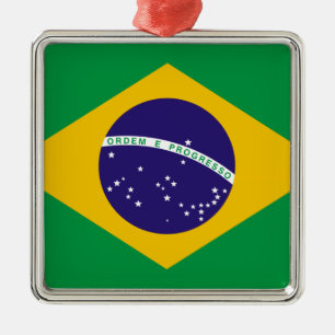 Flag of Brazil Metal Tree Decoration