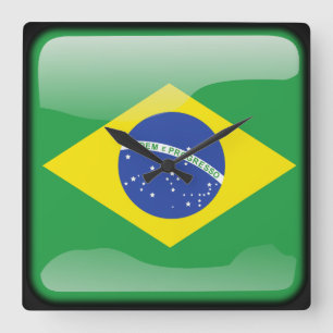 Flag of Brazil Square Wall Clock