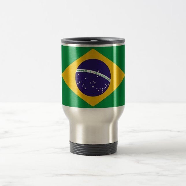 Flag of Brazil Travel Mug (Center)