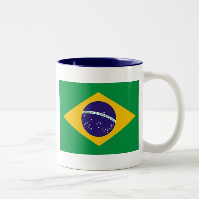 Flag of Brazil Two-Tone Coffee Mug (Right)