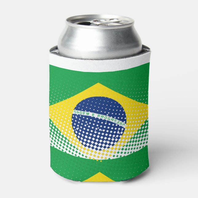 Flag Of Brazil With Halftone Effect Can Cooler (Can Front)