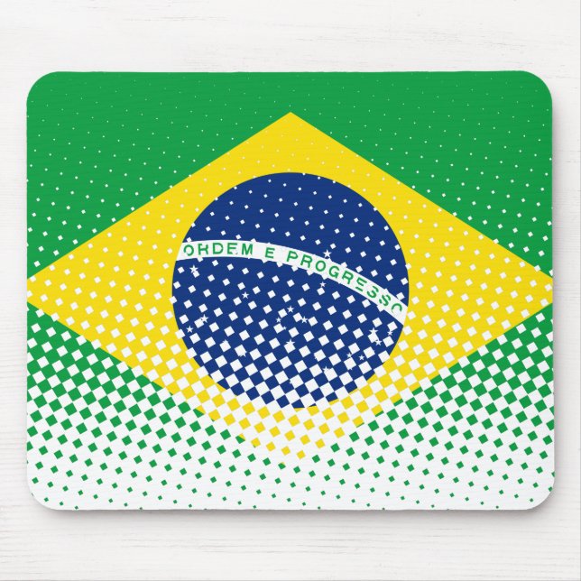 Flag Of Brazil With Halftone Effect Mouse Mat (Front)