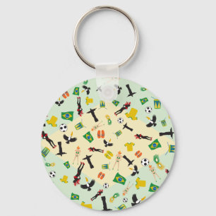 Flag of Brazil with iconic items Key Ring