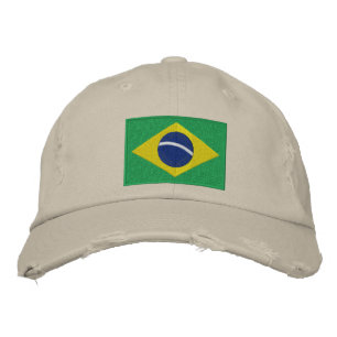 Flag of Brazil with Personalised Text Embroidered Hat