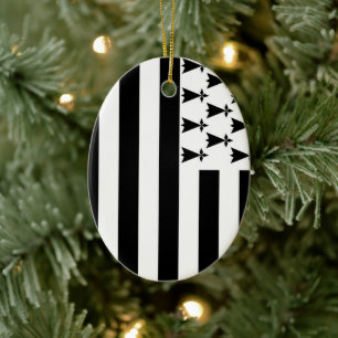 Flag of Brittany, France Ceramic Tree Decoration