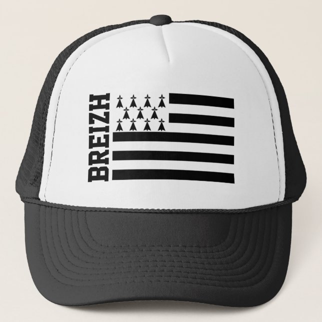 Flag of Brittany, France Trucker Hat (Front)