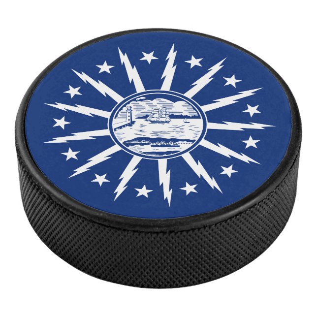 Flag of Buffalo, New York Hockey Puck (3/4)