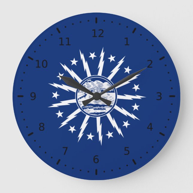 Flag of Buffalo, New York Large Clock (Front)