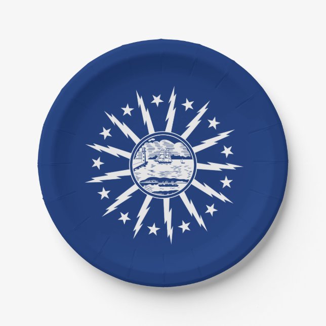 Flag of Buffalo, New York Paper Plate (Front)