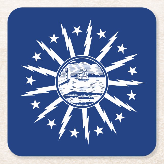 Flag of Buffalo, New York Square Paper Coaster (Front)