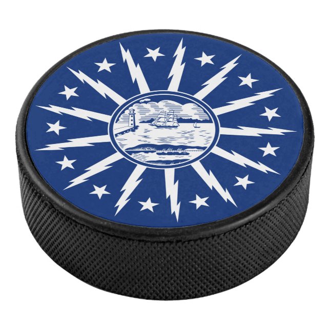 Flag of Buffalo, New York Square Paper Coaster Hockey Puck (3/4)