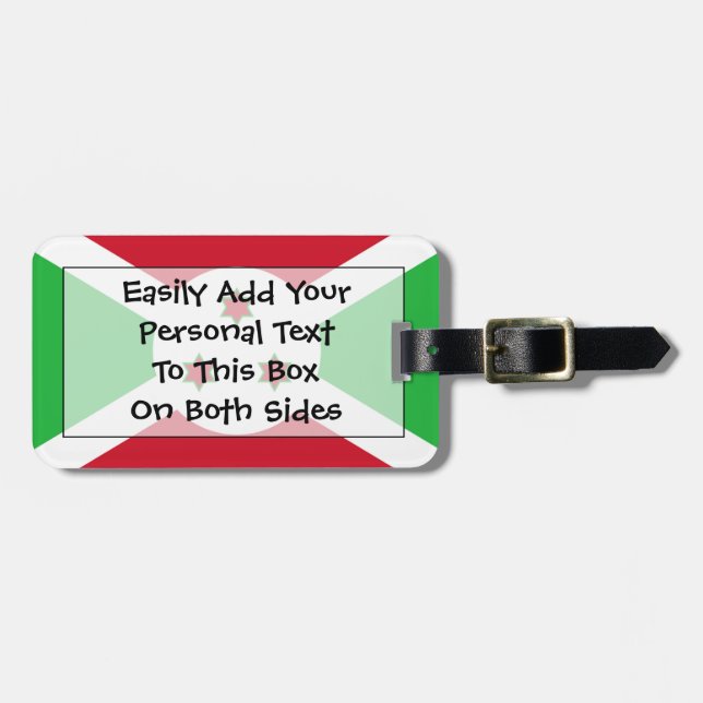 Flag of Burundi Easy ID Personal Luggage Tag (Front Horizontal)
