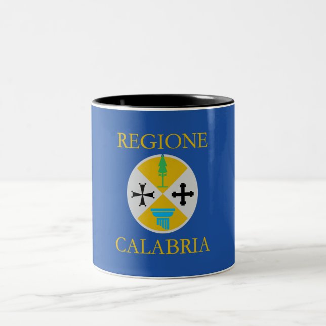 Flag of Calabria (Italy)  Two-Tone Coffee Mug (Center)