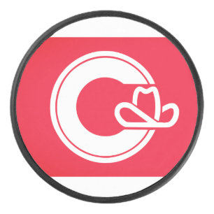 Flag of Calgary, CANADA Hockey Puck