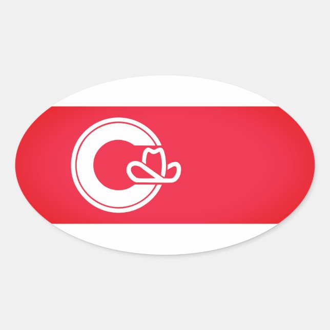 Flag of Calgary, CANADA Oval Sticker (Front)