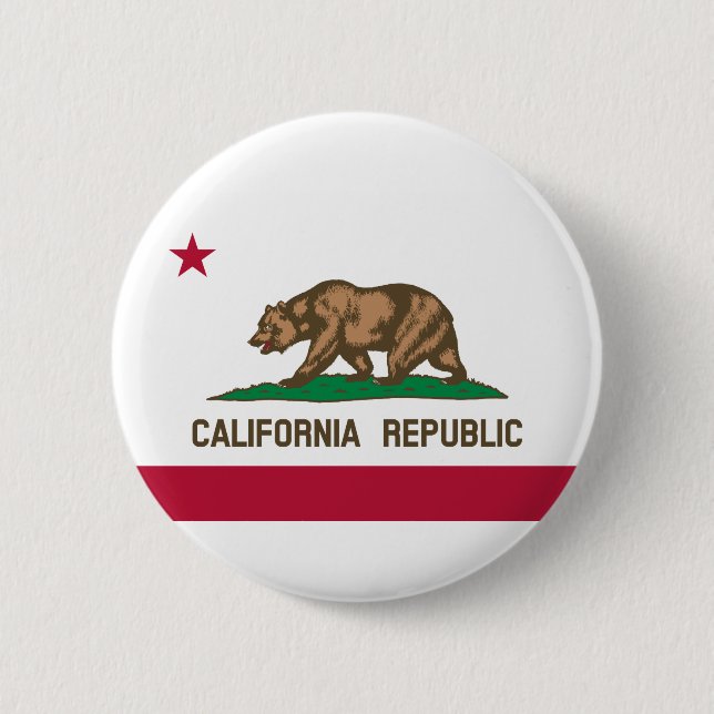 Flag Of California, California flag bottom, 6 Cm Round Badge (Front)