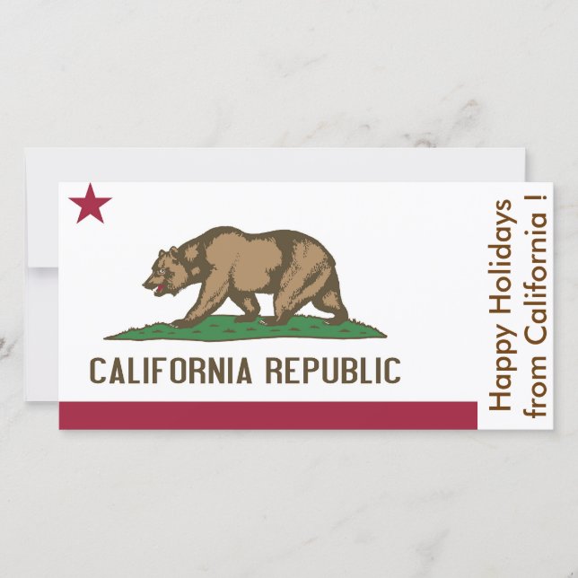 Flag of California, Happy Holidays from U.S.A. Holiday Card (Front)