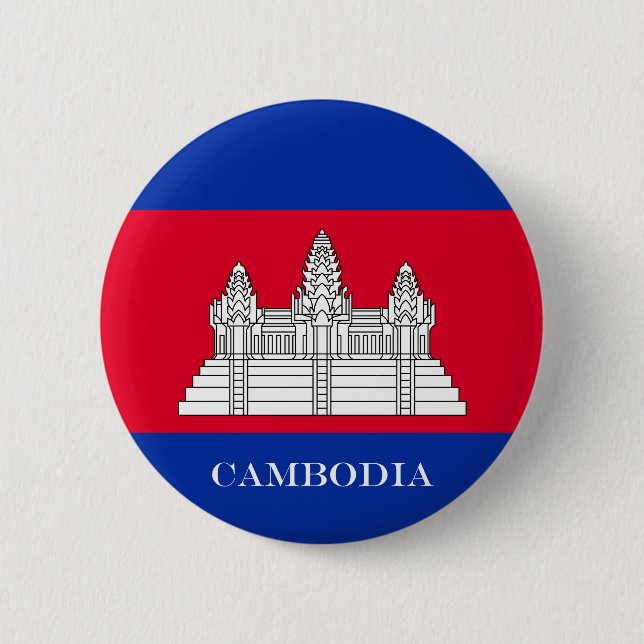 Flag of Cambodia 6 Cm Round Badge (Front)