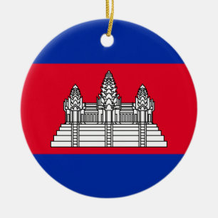 Flag of Cambodia Ceramic Tree Decoration